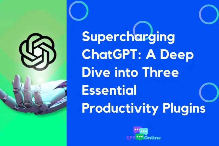 2023 cover showing a robot hand beneath the ChatGPT logo beside the headline “Supercharging ChatGPT: A Deep Dive into Three Essential Productivity Plugins”