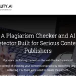 Archived Originality.AI marketing image with a brain logo in a white header above a laptop background